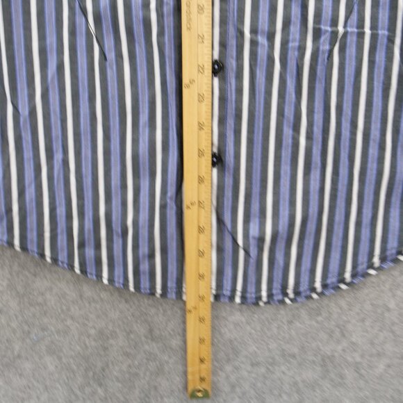 7 Diamonds Shirt Mens Large Blue Button Up Long Sleeve Striped Pockets - Picture 10 of 13